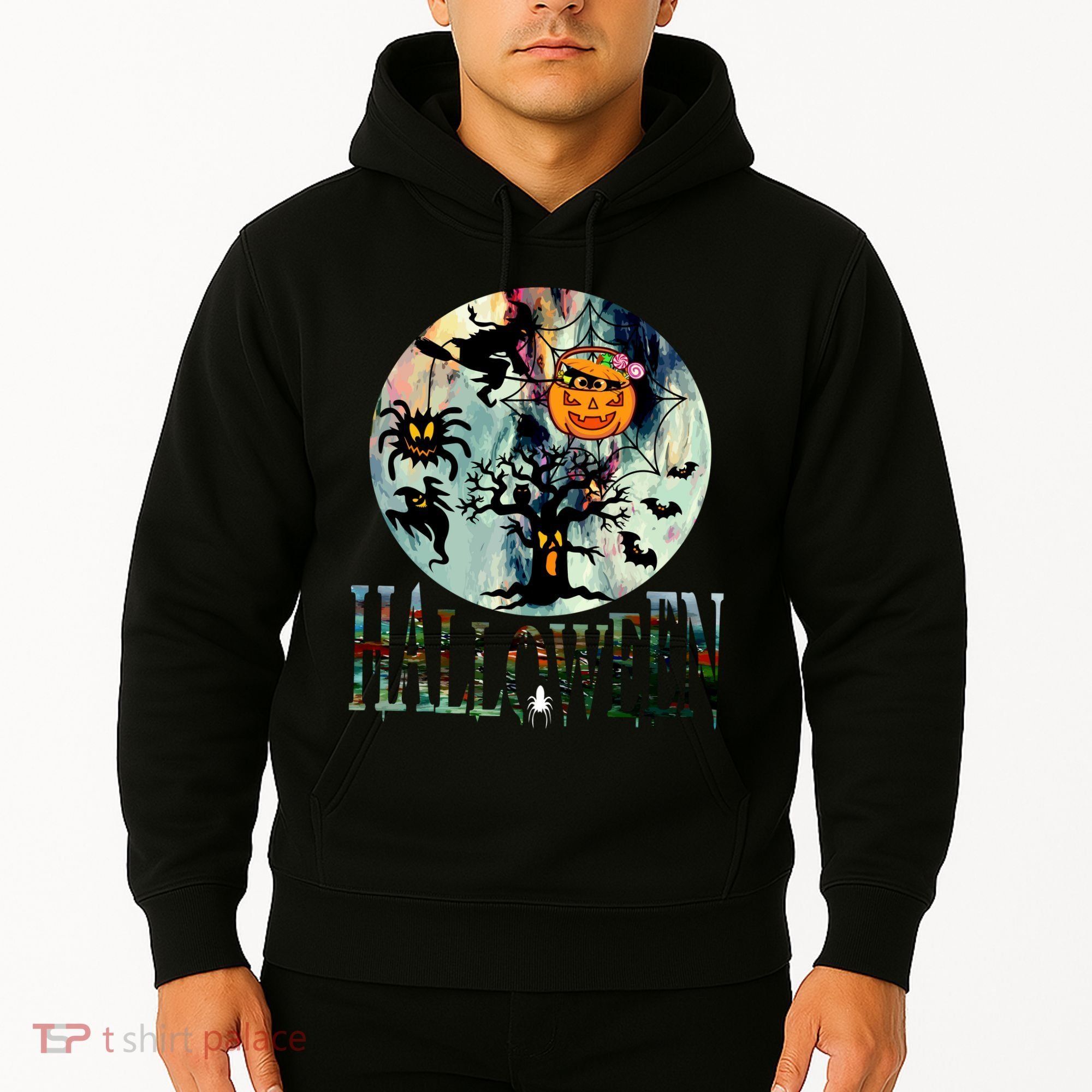 Creepy Halloween Moon Spider Pumpkin Witch Ghost Hoodie