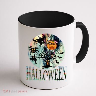 Creepy Halloween Moon Spider Pumpkin Witch Ghost Coffee Mug back