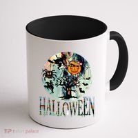 Creepy Halloween Moon Spider Pumpkin Witch Ghost Coffee Mug thumb 1