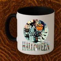 Creepy Halloween Moon Spider Pumpkin Witch Ghost Coffee Mug thumb 2