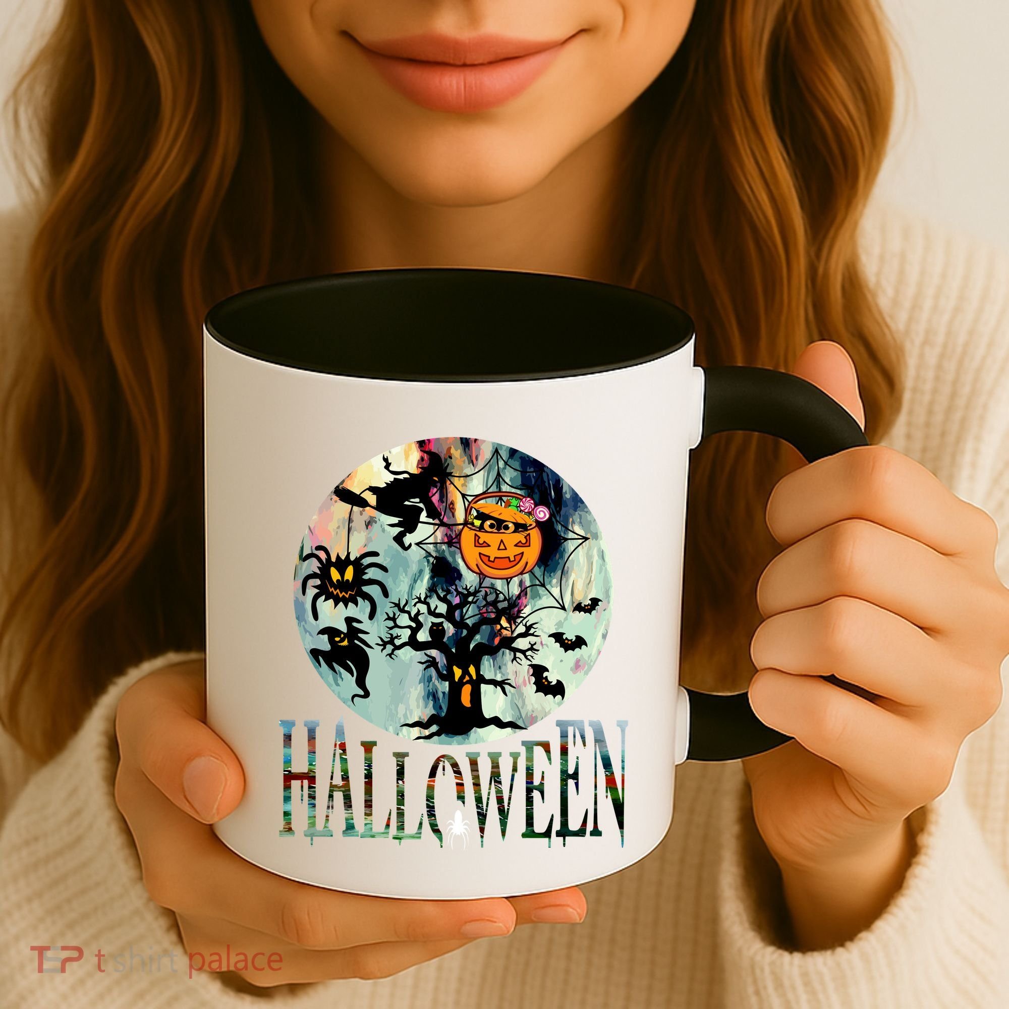 Creepy Halloween Moon Spider Pumpkin Witch Ghost Coffee Mug