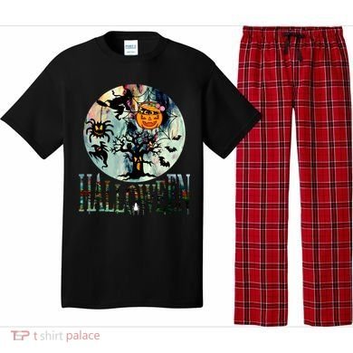 Creepy Halloween Moon Spider Pumpkin Witch Ghost Pajama Set
