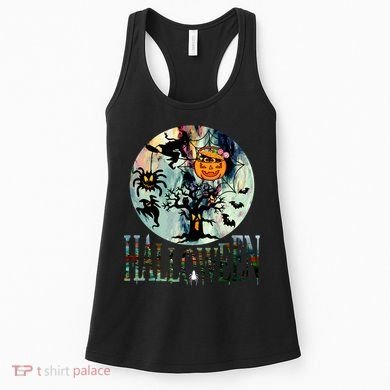 Creepy Halloween Moon Spider Pumpkin Witch Ghost Women's Tank Top