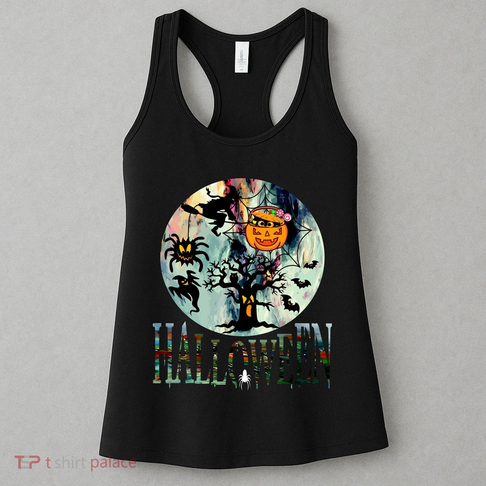 Creepy Halloween Moon Spider Pumpkin Witch Ghost Women's Tank Top