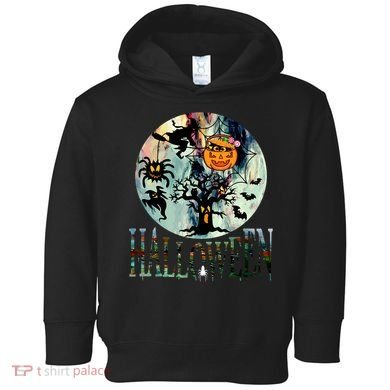 Creepy Halloween Moon Spider Pumpkin Witch Ghost Toddler Hoodie