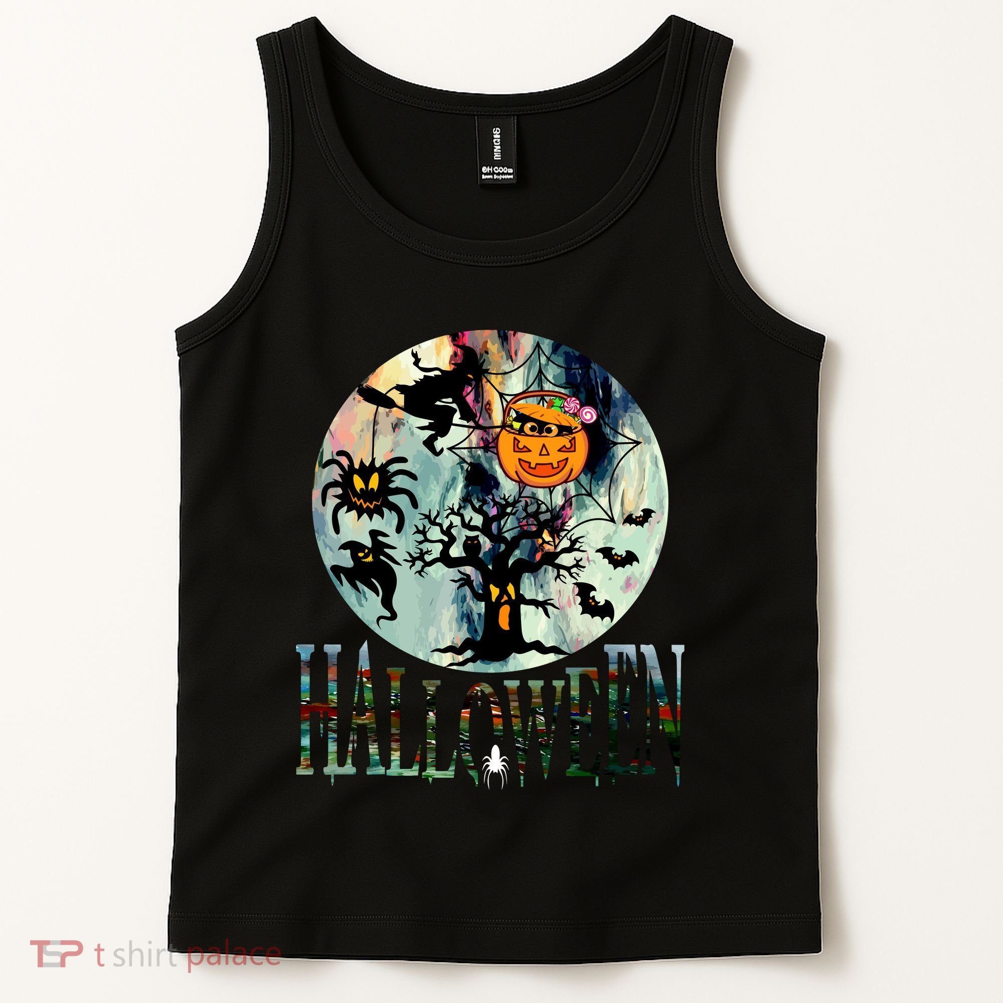 Creepy Halloween Moon Spider Pumpkin Witch Ghost Tank Top