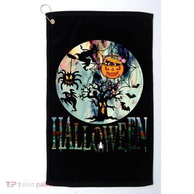 Creepy Halloween Moon Spider Pumpkin Witch Ghost Golf Towel
