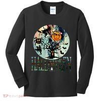 Creepy Halloween Moon Spider Pumpkin Witch Ghost Kids Long Sleeve Shirt thumb 0