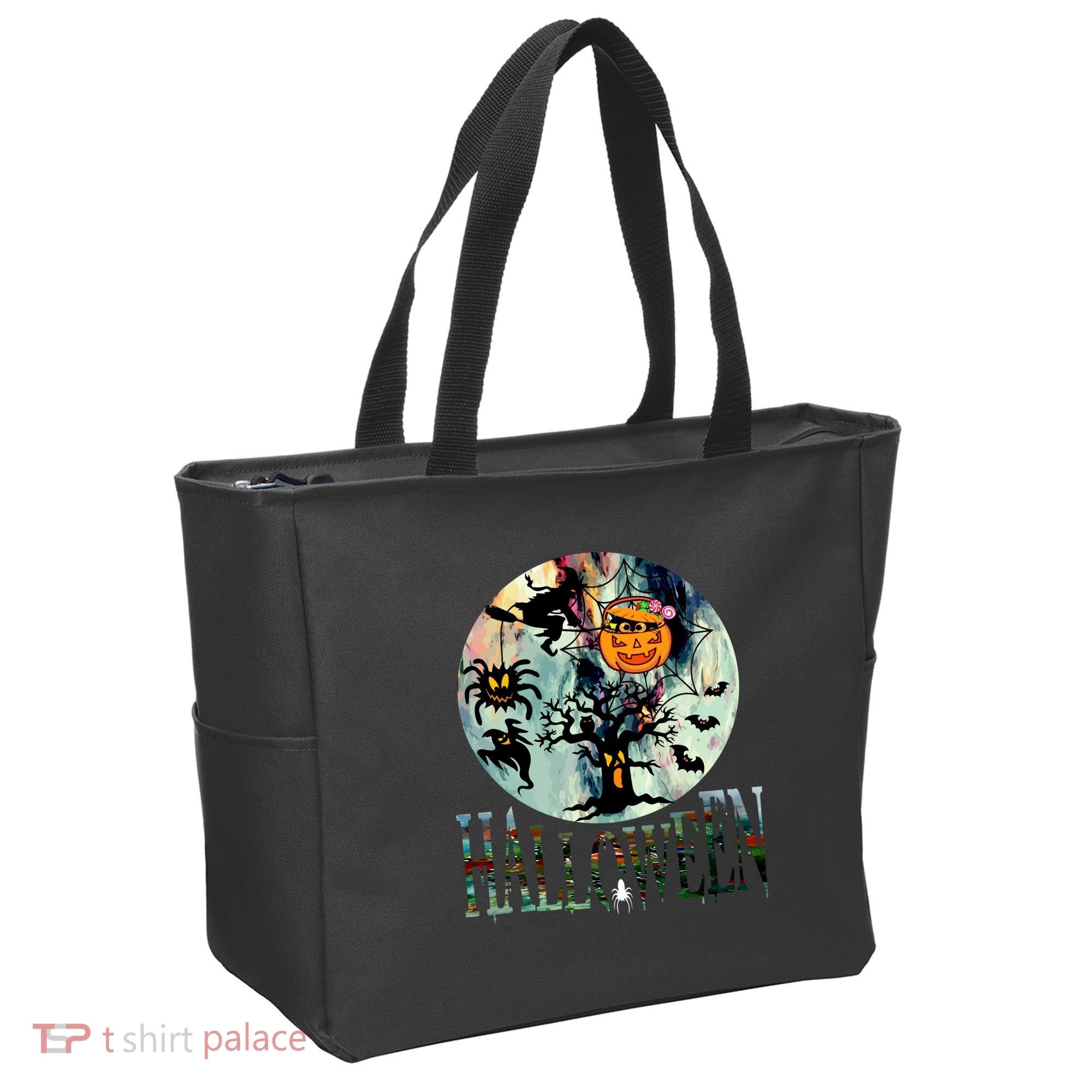 Creepy Halloween Moon Spider Pumpkin Witch Ghost Tote Bag