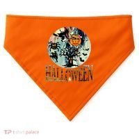 Creepy Halloween Moon Spider Pumpkin Witch Ghost USA-Made Doggie Bandana thumb 0