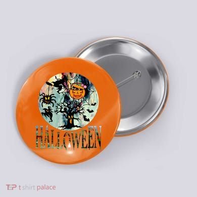 Creepy Halloween Moon Spider Pumpkin Witch Ghost Button