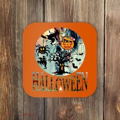 Creepy Halloween Moon Spider Pumpkin Witch Ghost Coaster