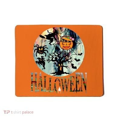Creepy Halloween Moon Spider Pumpkin Witch Ghost Mousepad
