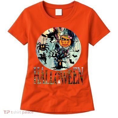 Creepy Halloween Moon Spider Pumpkin Witch Ghost Women's T-Shirt