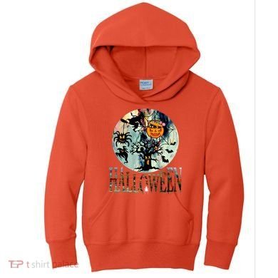 Creepy Halloween Moon Spider Pumpkin Witch Ghost Kids Hoodie