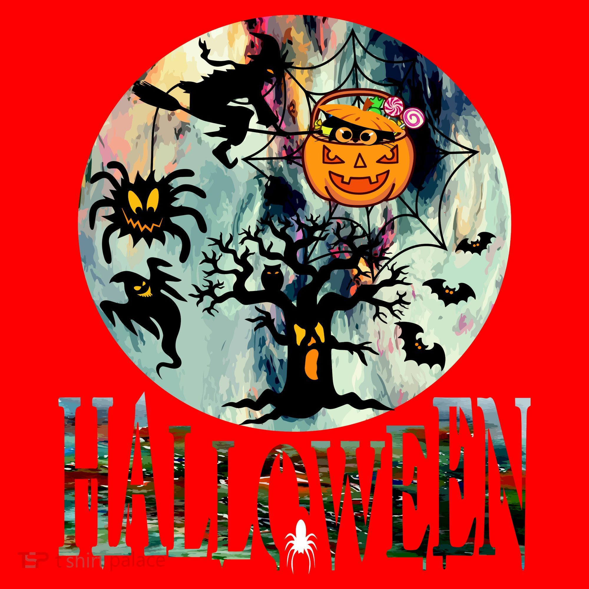 Creepy Halloween Moon Spider Pumpkin Witch Ghost Santa Hat
