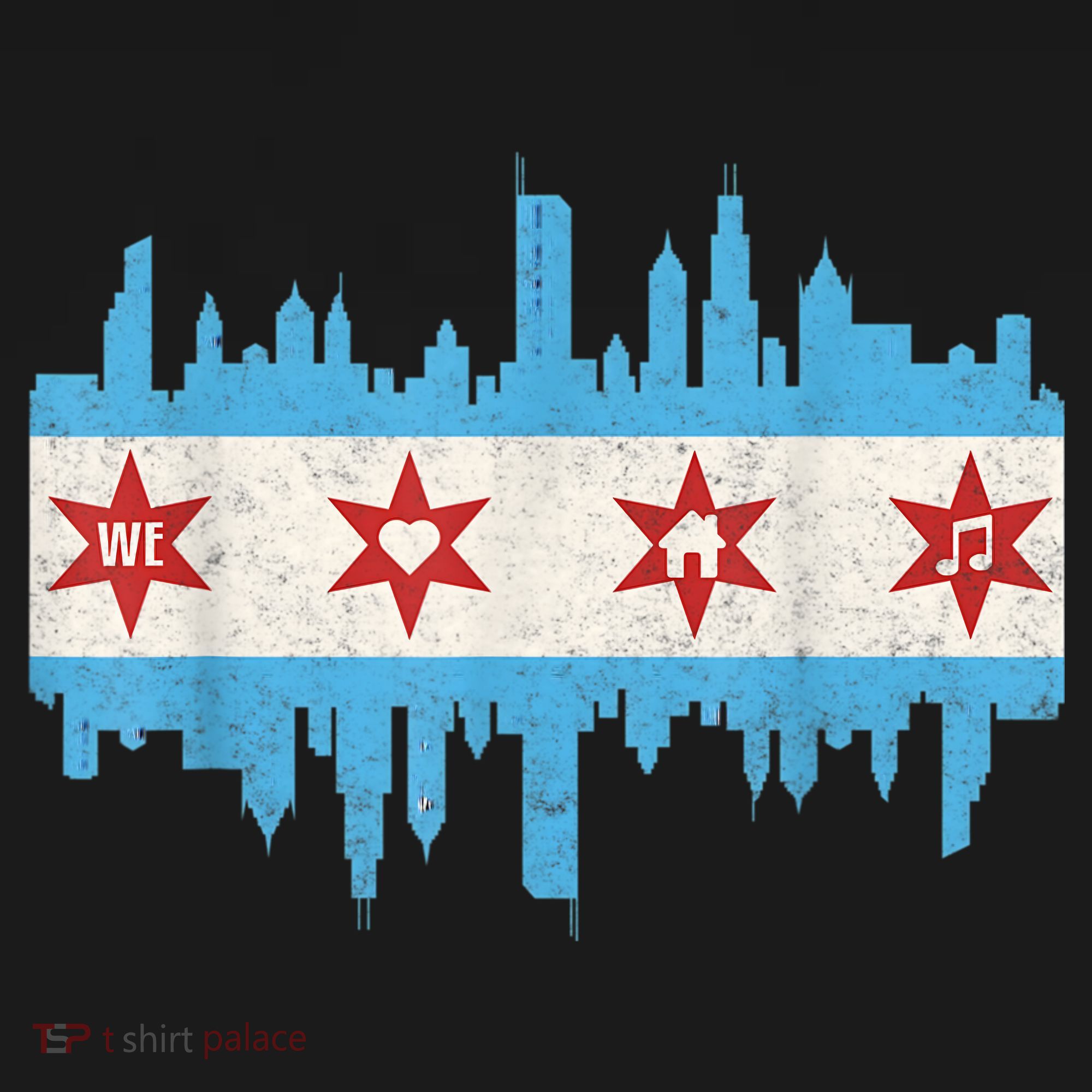 Chicago House Music Vintage Chicago Flag T-Shirt