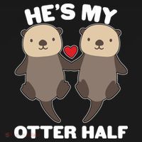 Cute He's My Otter Half Matching Couples Shirts Pajama Set thumb 2