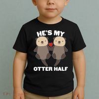 Cute He's My Otter Half Matching Couples Shirts Toddler T-Shirt thumb 2