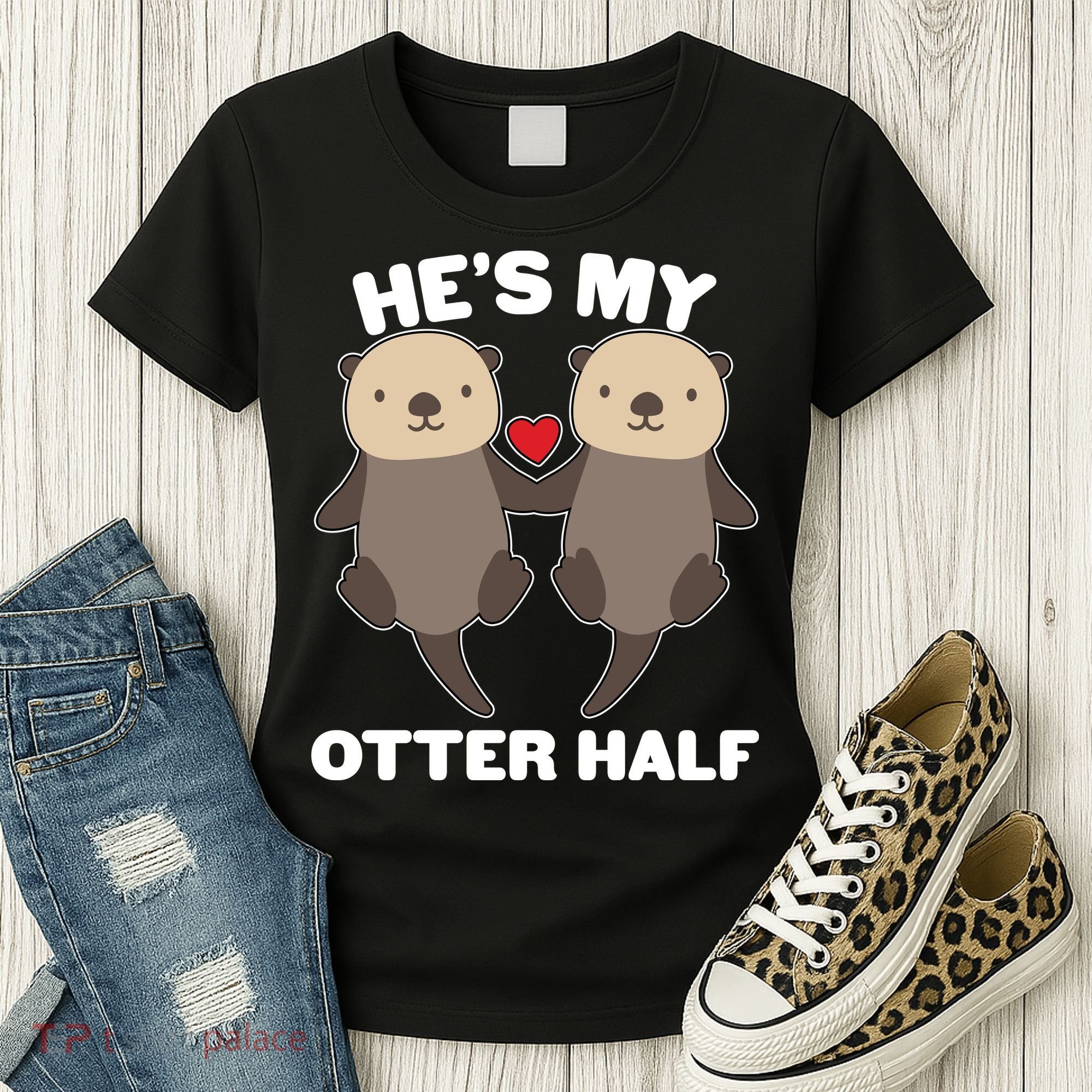 Cute He's My Otter Half Matching Couples Shirts Women's T-Shirt