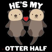 Cute He's My Otter Half Matching Couples Shirts Kids Hoodie thumb 5