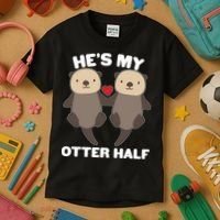 Cute He's My Otter Half Matching Couples Shirts Kids T-Shirt thumb 3