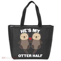 Cute He's My Otter Half Matching Couples Shirts Tote Bag thumb 0
