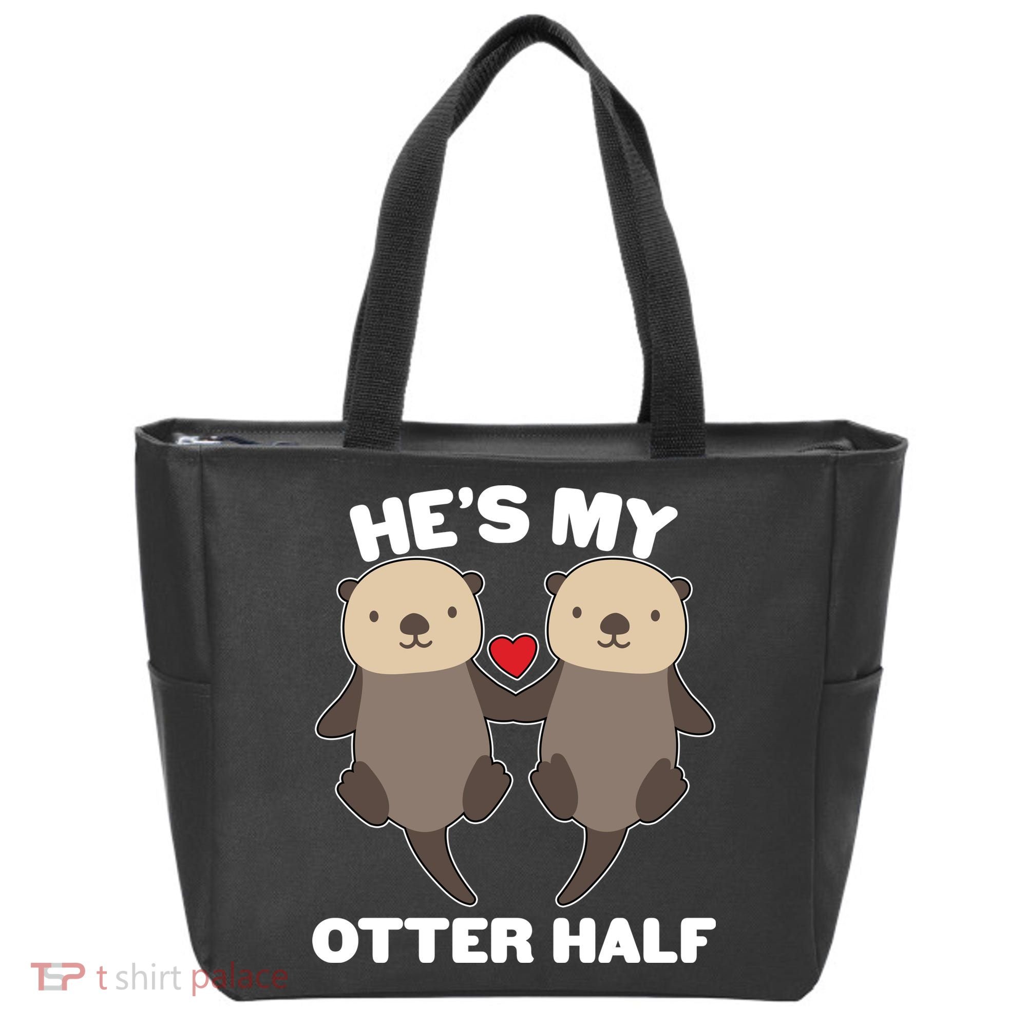 Cute He's My Otter Half Matching Couples Shirts Tote Bag