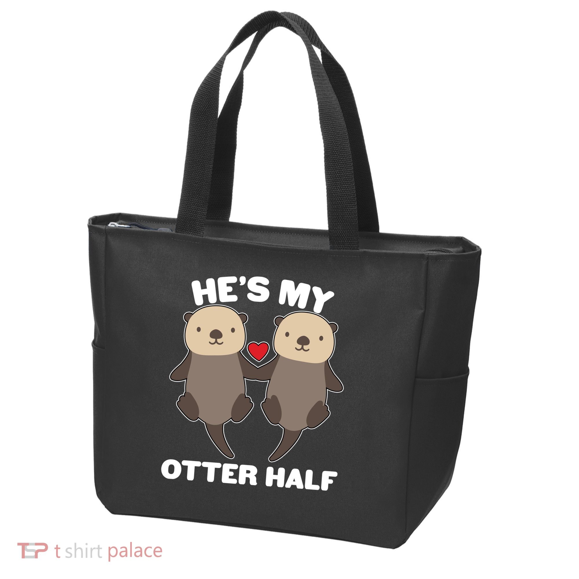 Cute He's My Otter Half Matching Couples Shirts Tote Bag