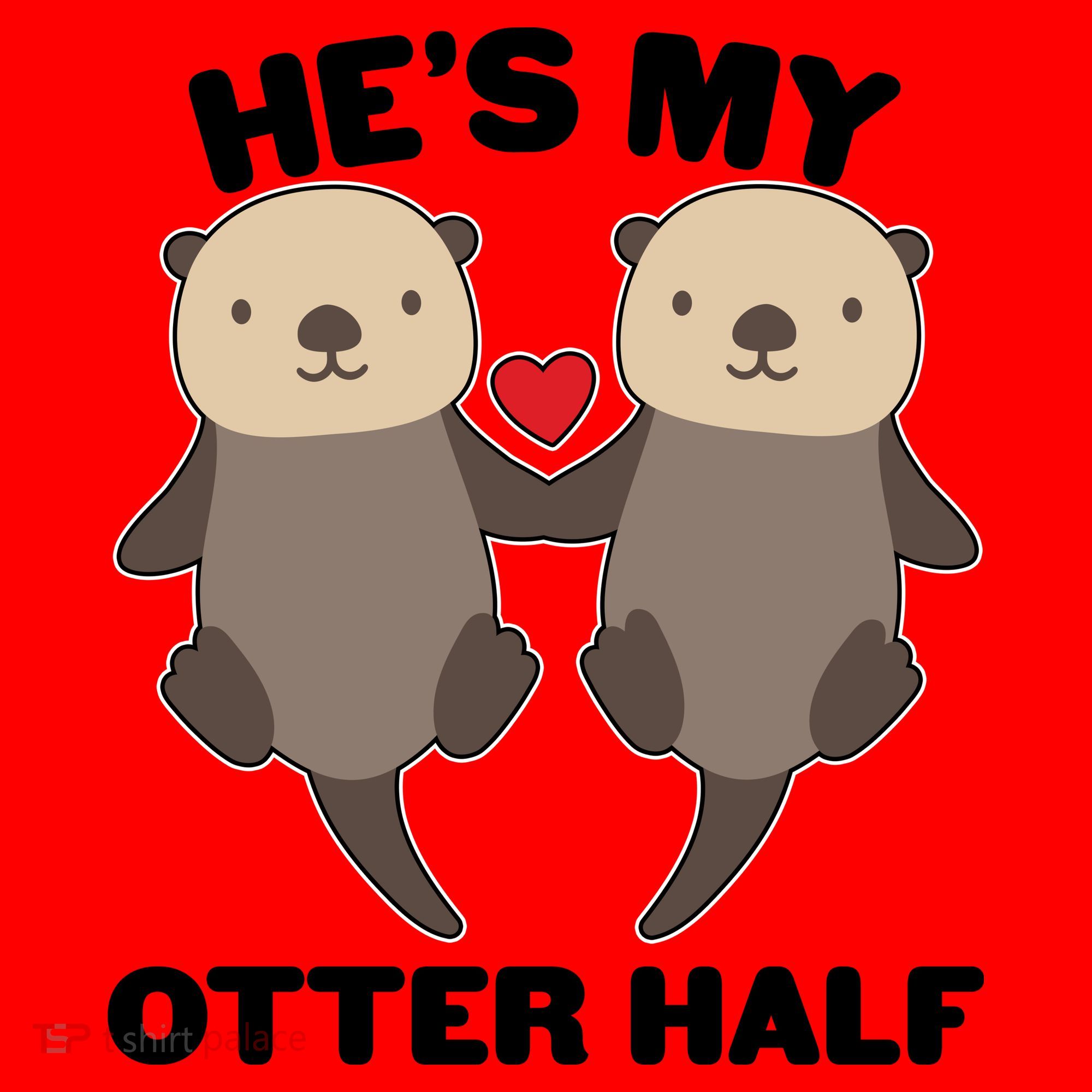 Cute He's My Otter Half Matching Couples Shirts Santa Hat