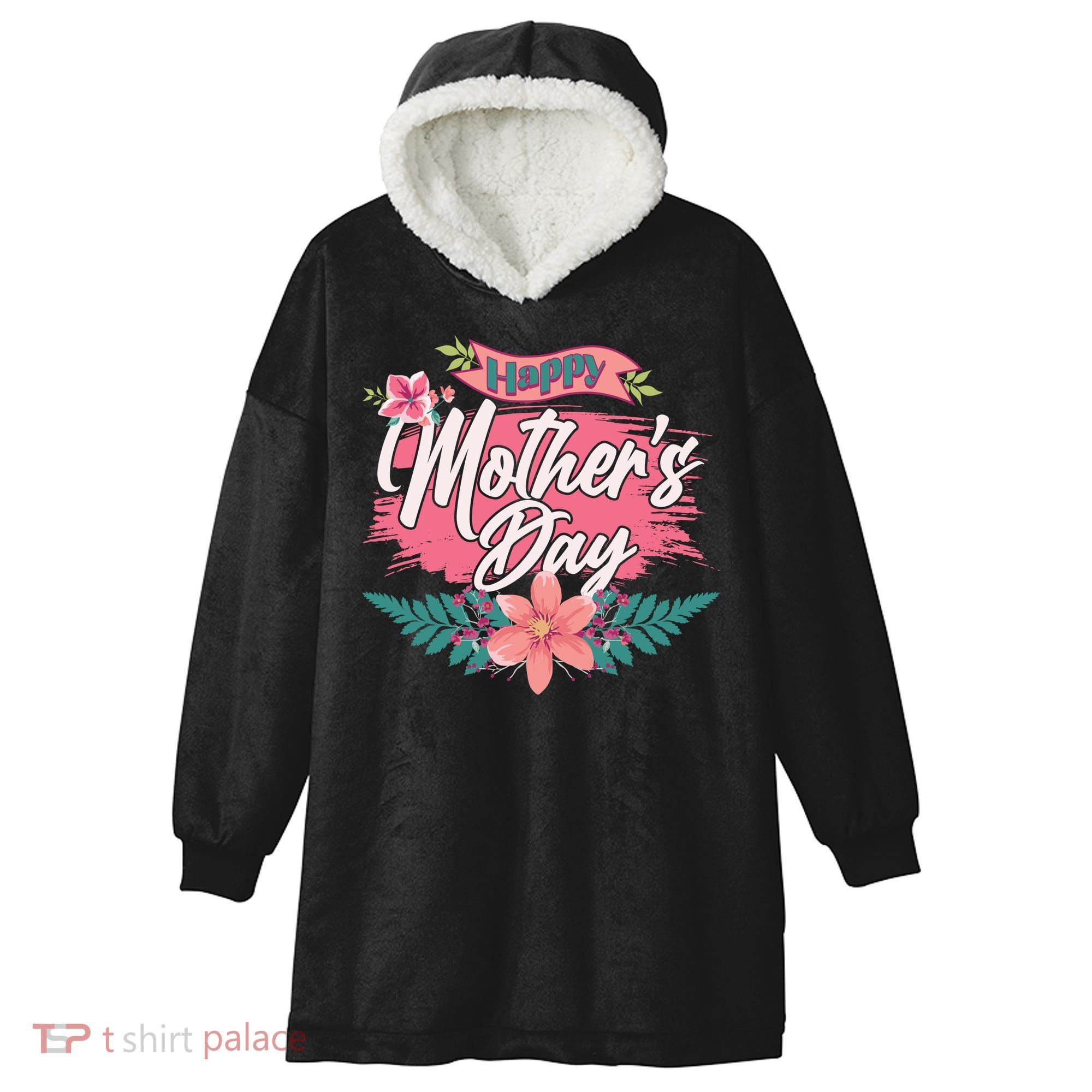 Cute Happy Mother's Day Hooded Wearable Blanket