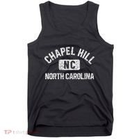 Chapel Hill NC North Carolina Gym Style Distress White Print Tank Top thumb 0