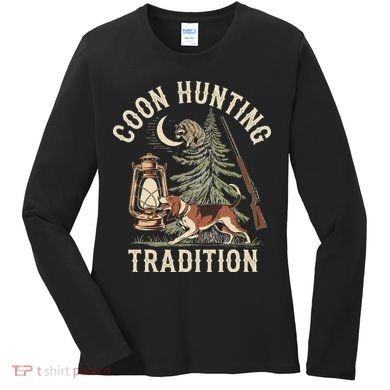 Coon Hunting Night – Patriotic Design For Coon Hunters Women's Long Sleeve Shirt