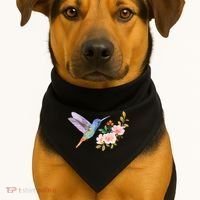 Cute Hummingbird Nectar Flower Outfit Love Birds USA-Made Doggie Bandana thumb 1
