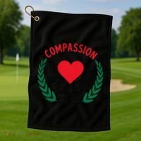 Compassion Has No Borders 2025 Funny Golf Towel thumb 1