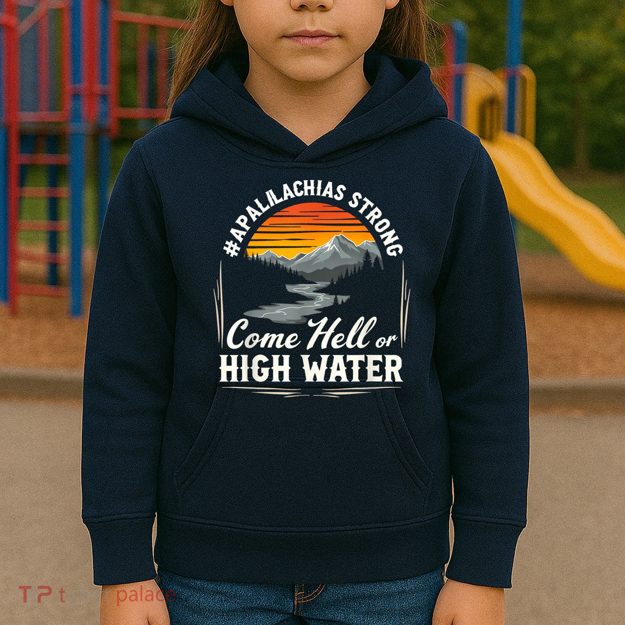 Come Hell Or High Water Mountain Appalachia Strong Nc Vn Tn Kids Hoodie