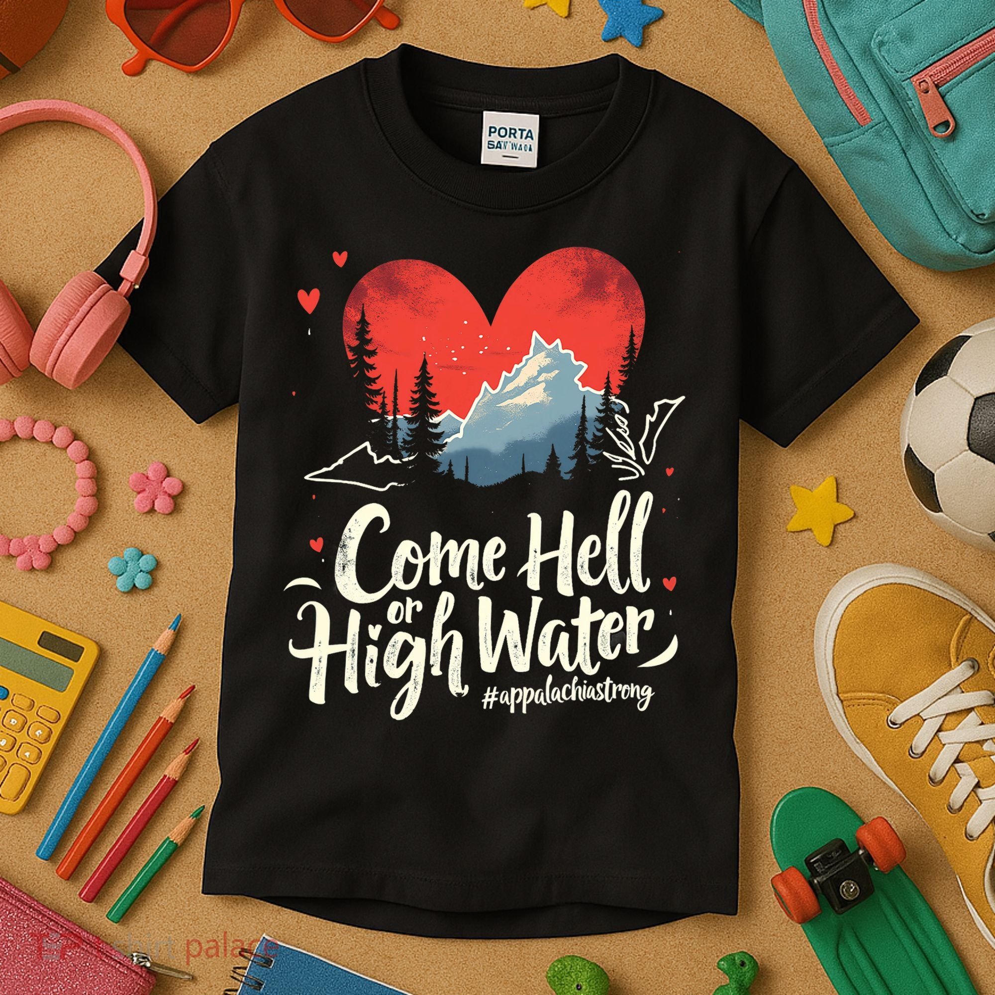 Come Hell Or High Water Mountain Appalachia Strong Nc Vn Tn Kids T-Shirt
