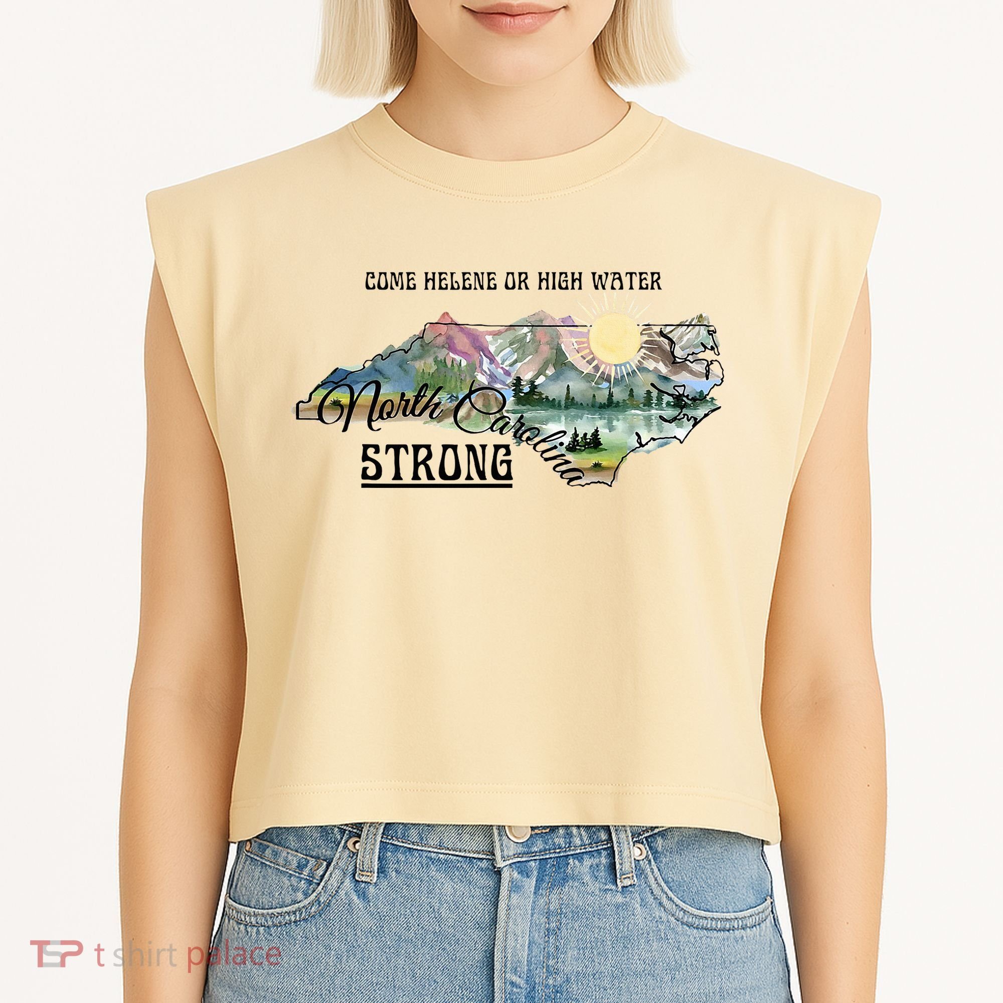 Come Helene Or High Water North Carolina Strong Garment-Dyed Women's Muscle Tee