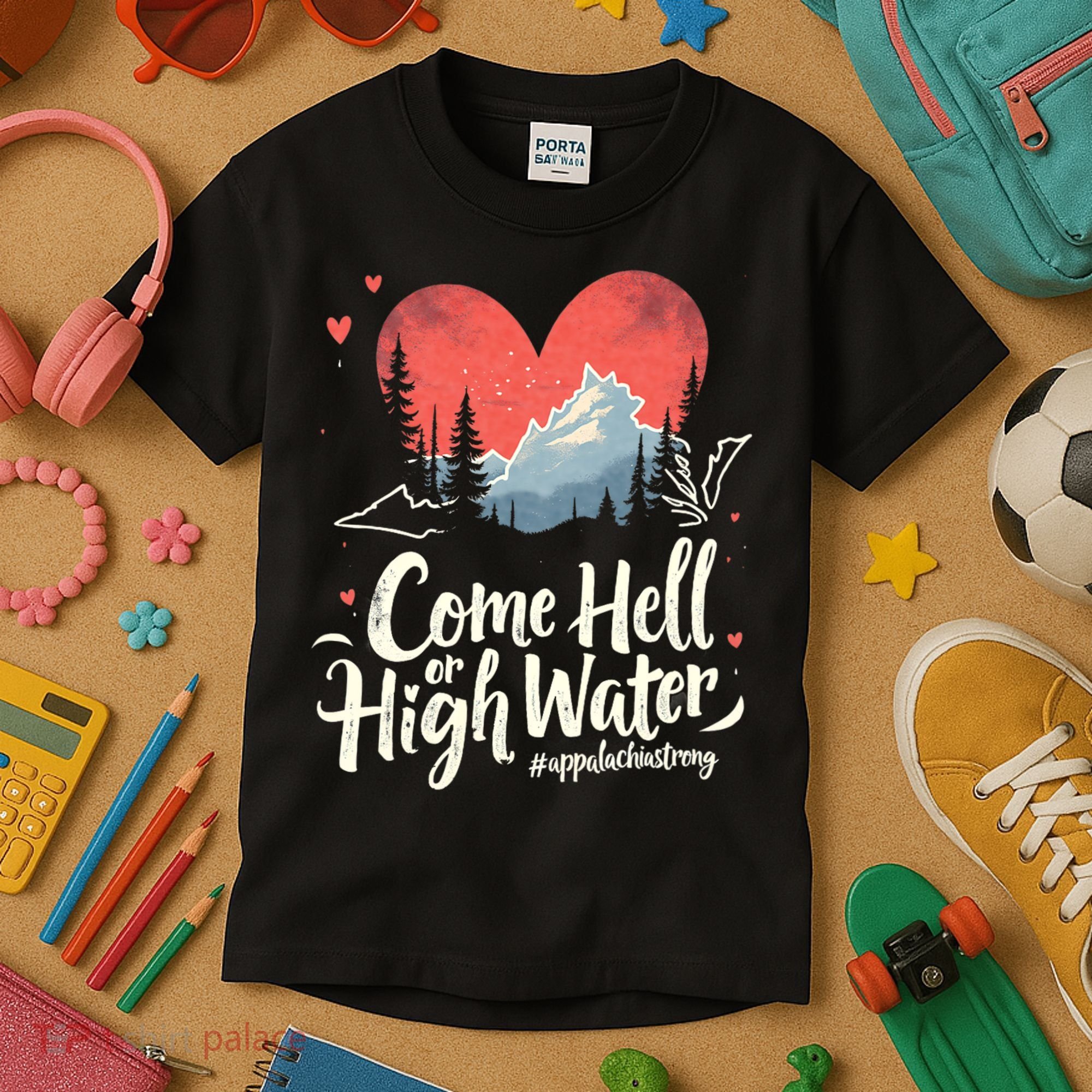 Come Hell Or High Water Mountain Appalachia Strong Nc Vn Tn Kids T-Shirt
