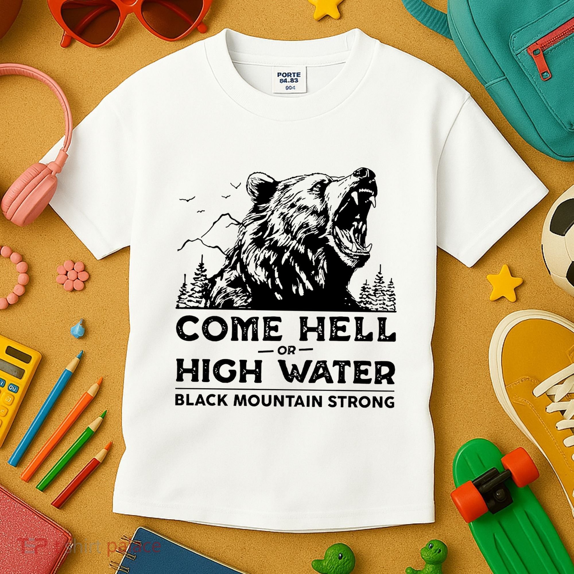 Come Hell Or High Water Black Mountain Strong Kids T-Shirt