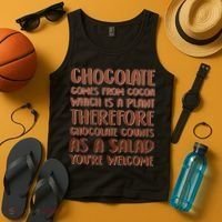 Chocolate Counts As A Salad Funny Tank Top thumb 4