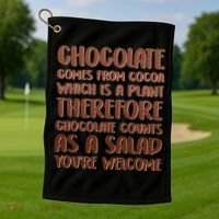 Chocolate Counts As A Salad Funny Golf Towel thumb 1