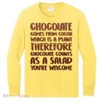 Chocolate Counts As A Salad Funny Kids Long Sleeve Shirt thumb 0