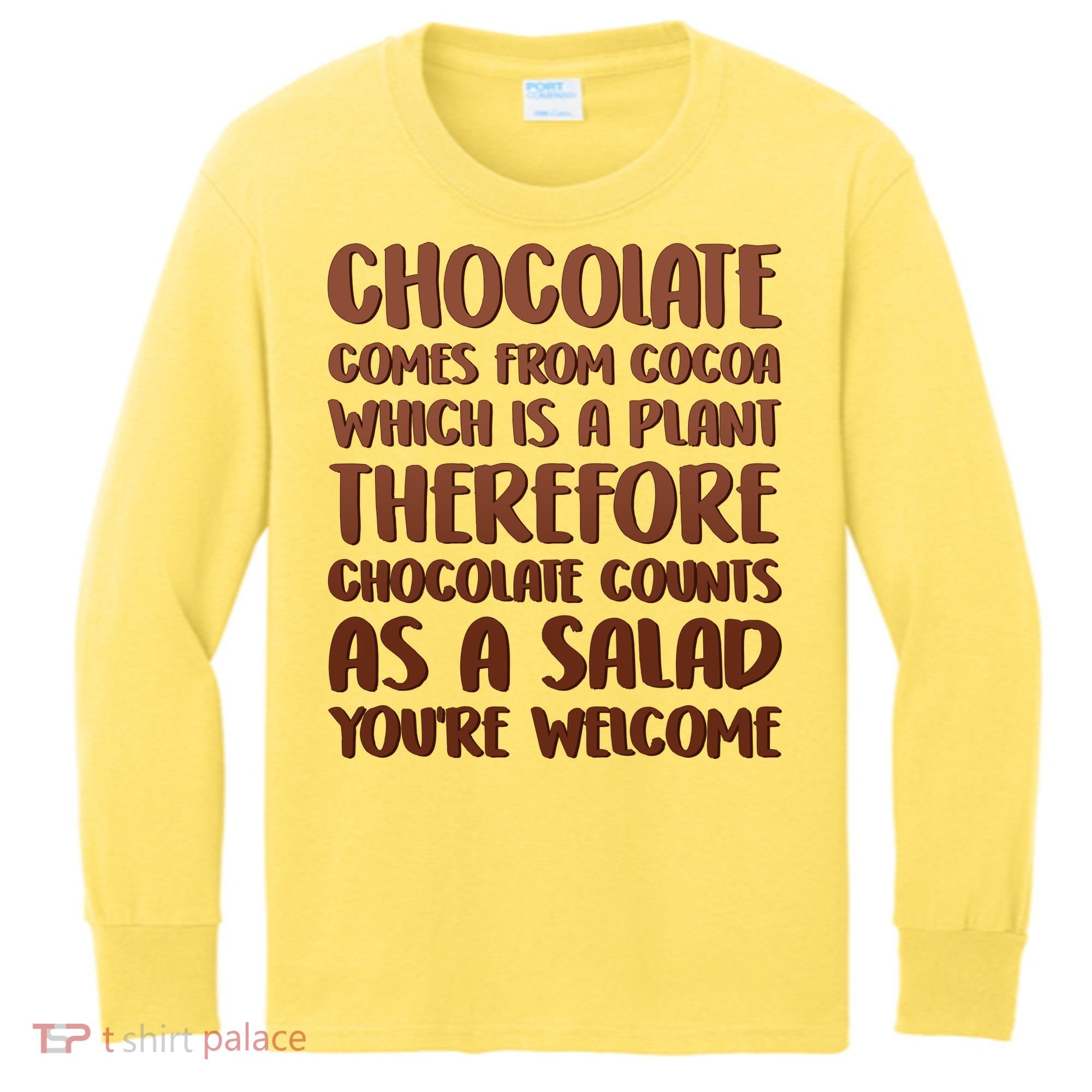 Chocolate Counts As A Salad Funny Kids Long Sleeve Shirt