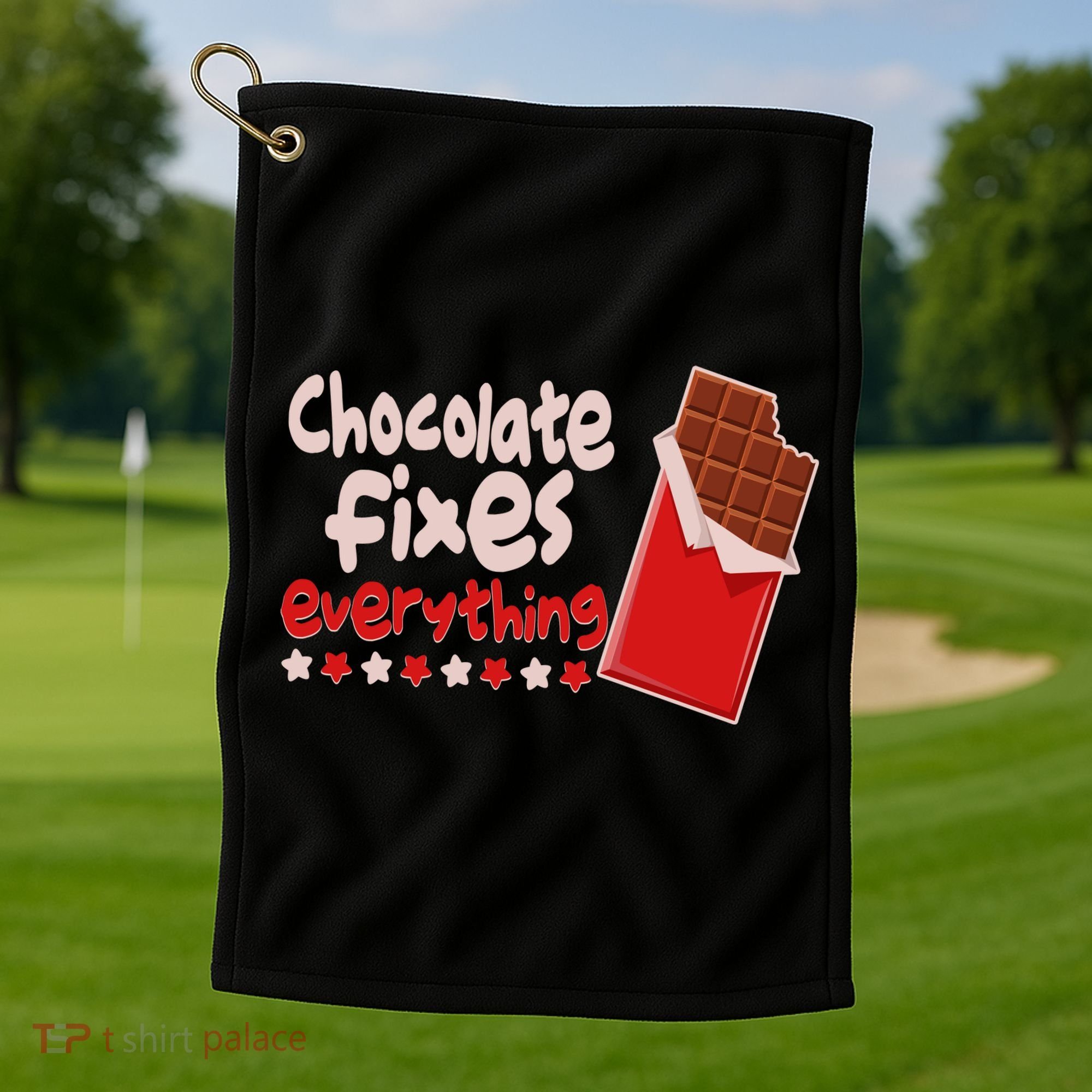 Chocolate Fixes Everything Chocolate Candy Bar Golf Towel