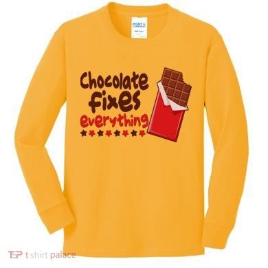 Chocolate Fixes Everything Chocolate Candy Bar Kids Long Sleeve Shirt