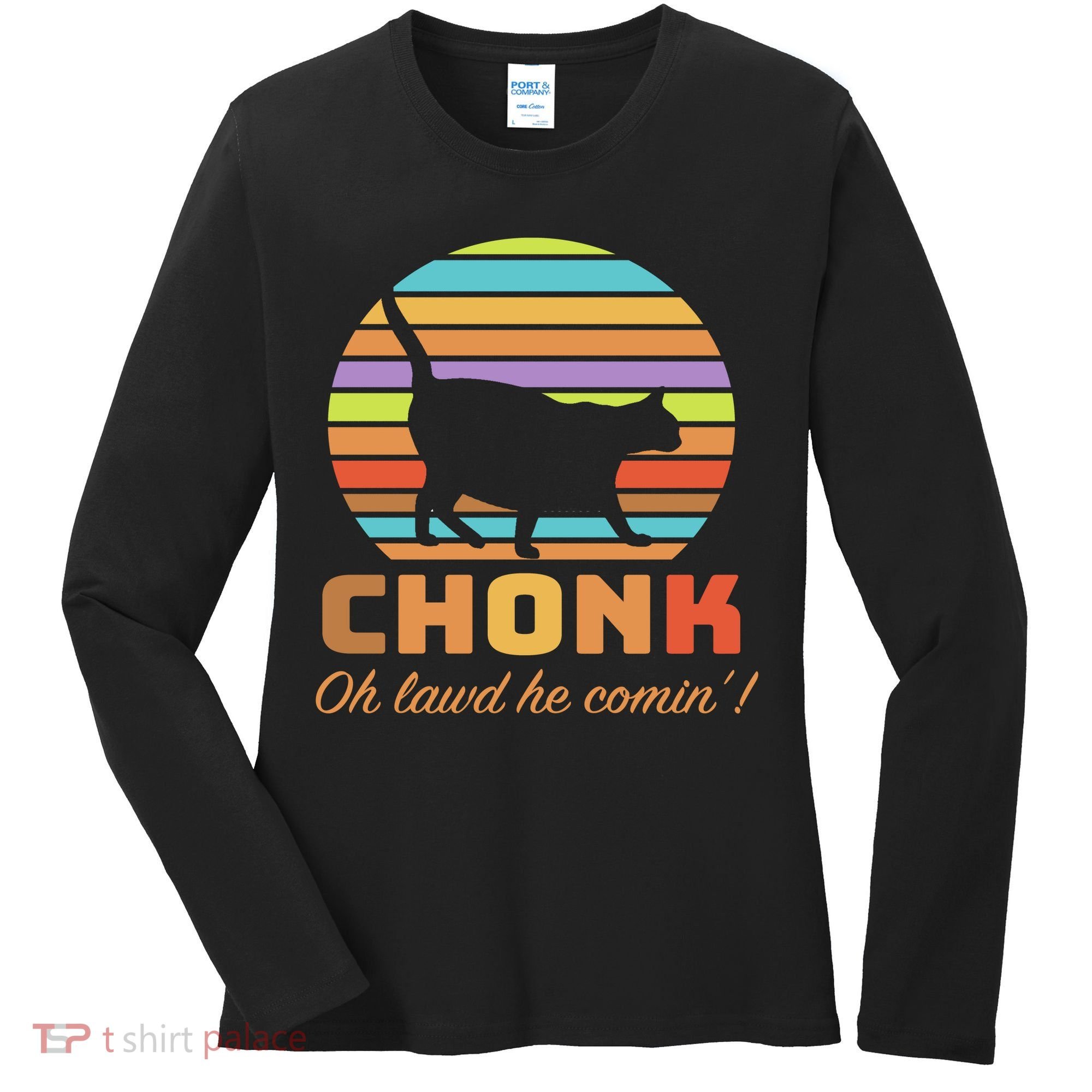 Chonk Scale Cat Meme Women's Long Sleeve Shirt