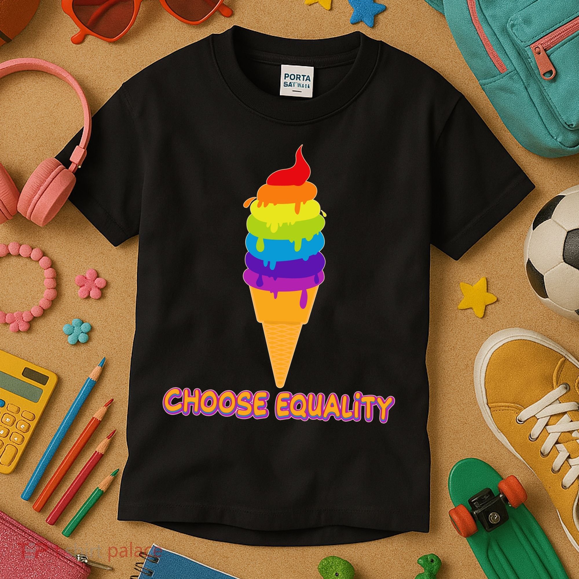 Choose Equality Rainbow Ice Cream Kids T-Shirt