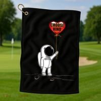 Choose Kind Astronaut Balloon Heart Anti Bullying Golf Towel thumb 1