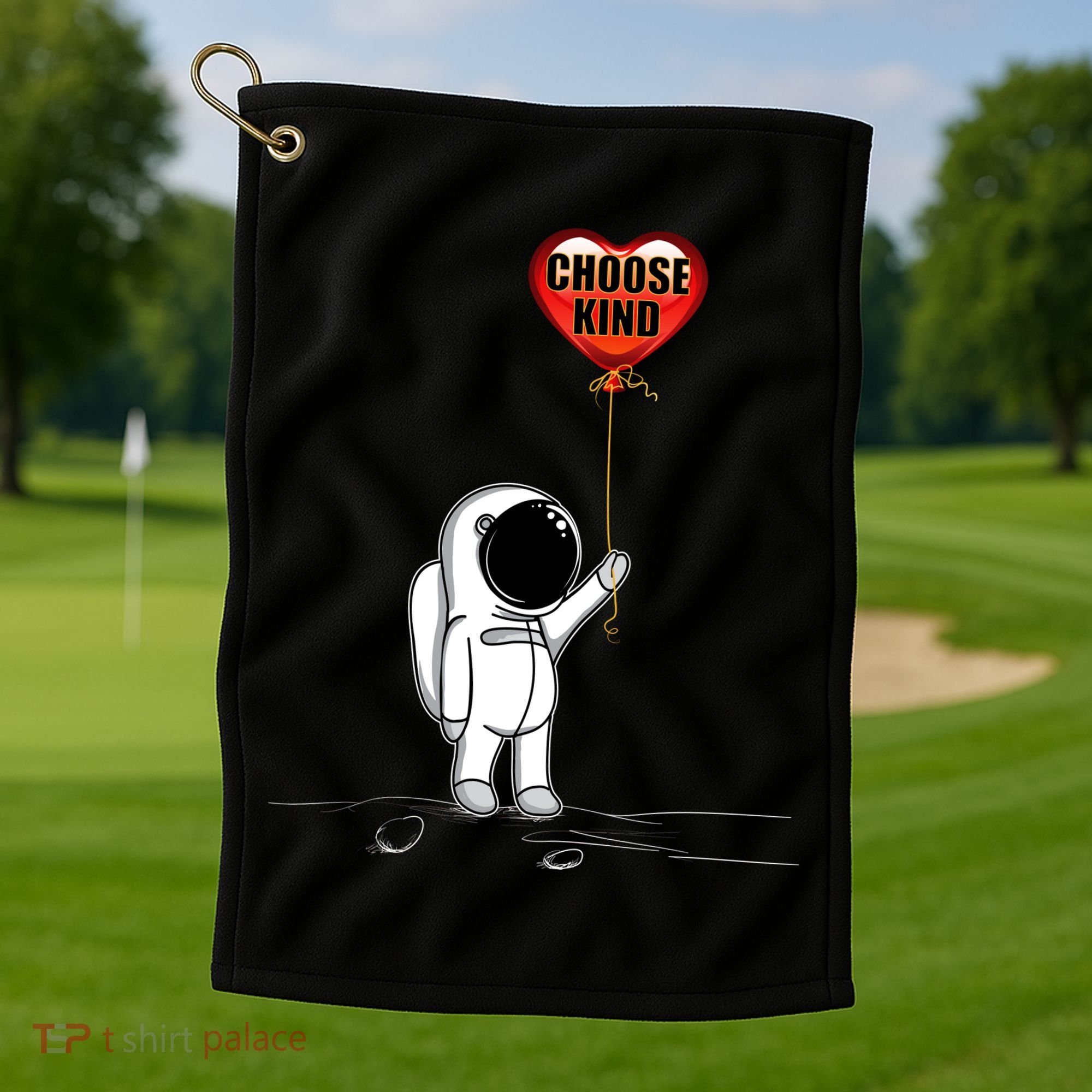 Choose Kind Astronaut Balloon Heart Anti Bullying Golf Towel